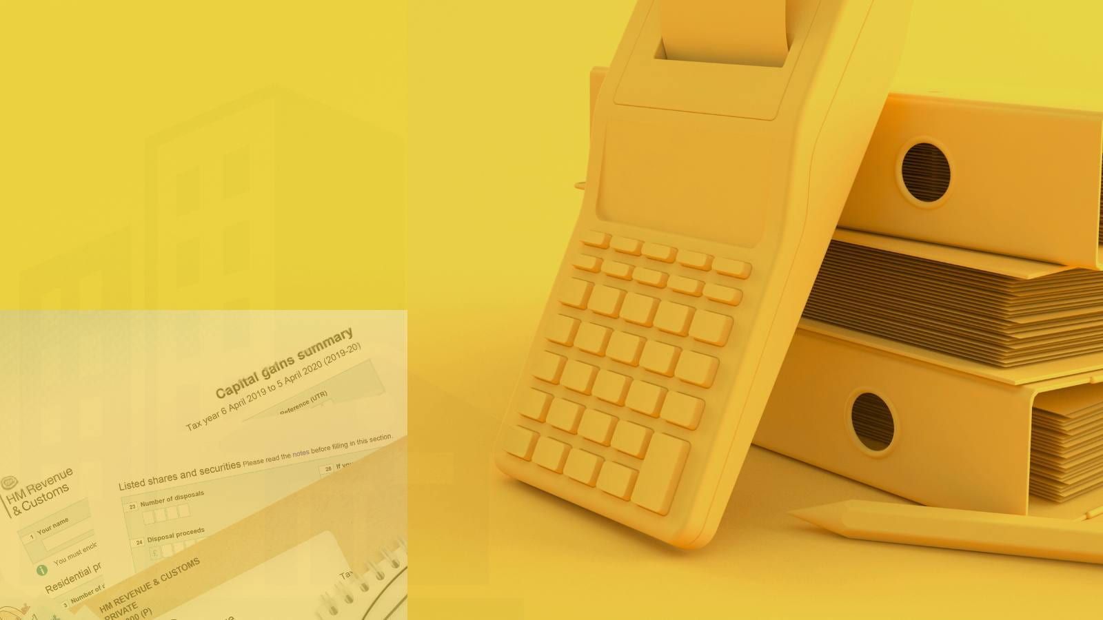 HMRC paperwork, caluculator and files