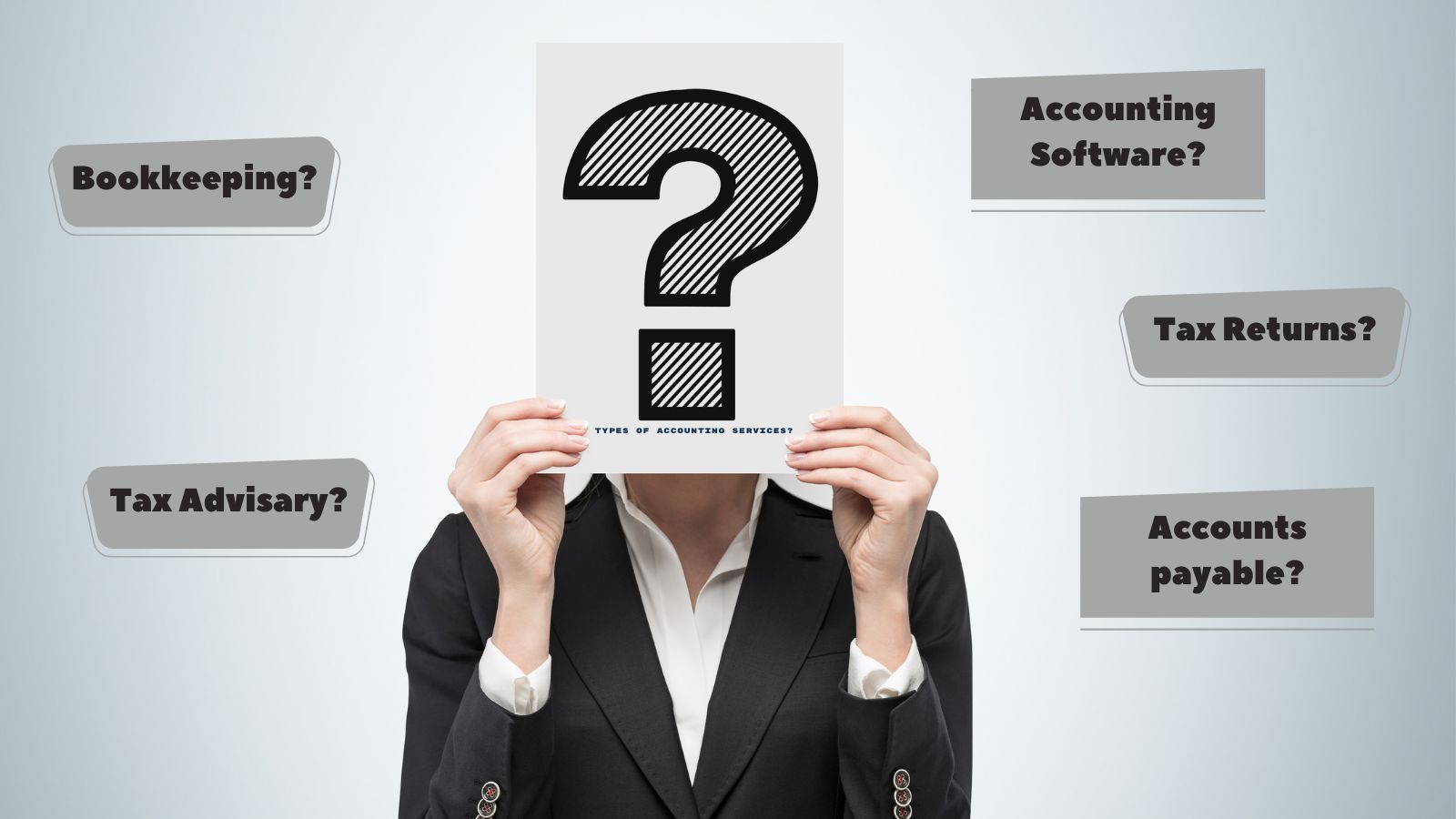 man holding a question mark sign