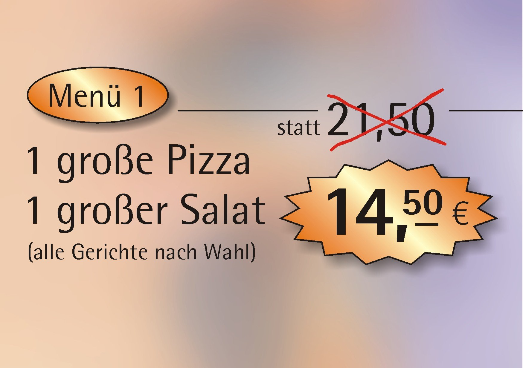 aktuelle Angebote Pizzeria Eiscafe Elida Menü 1