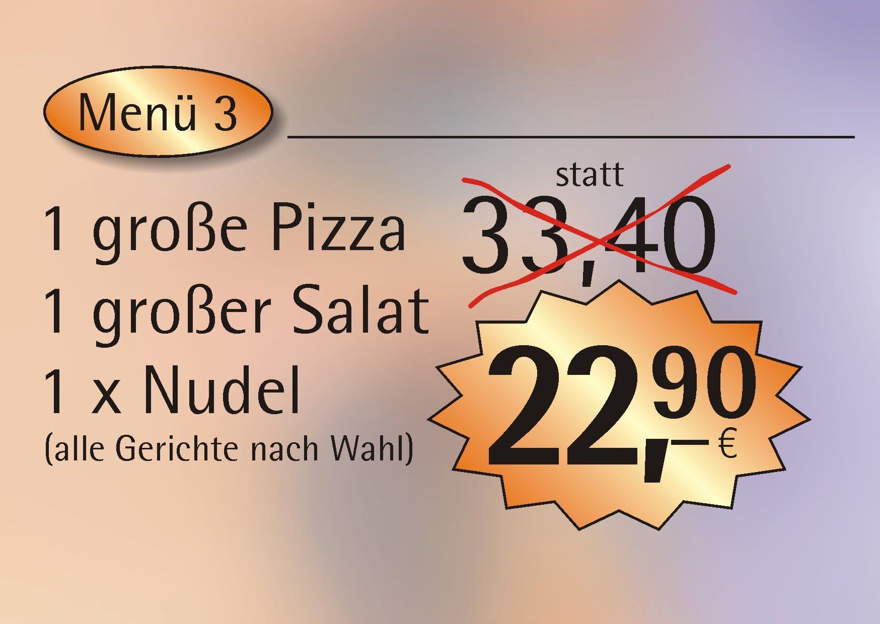 aktuelle Angebote Pizzeria Eiscafe Elida Menü 3