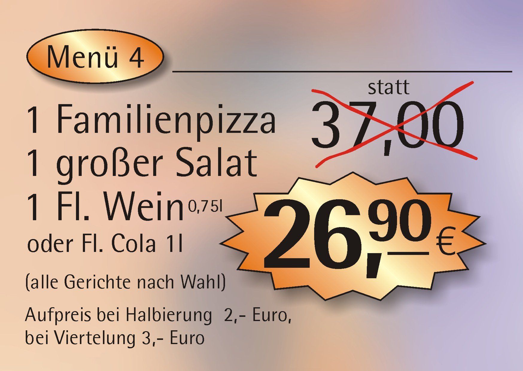 aktuelle Angebote Pizzeria Eiscafe Elida Menü 4