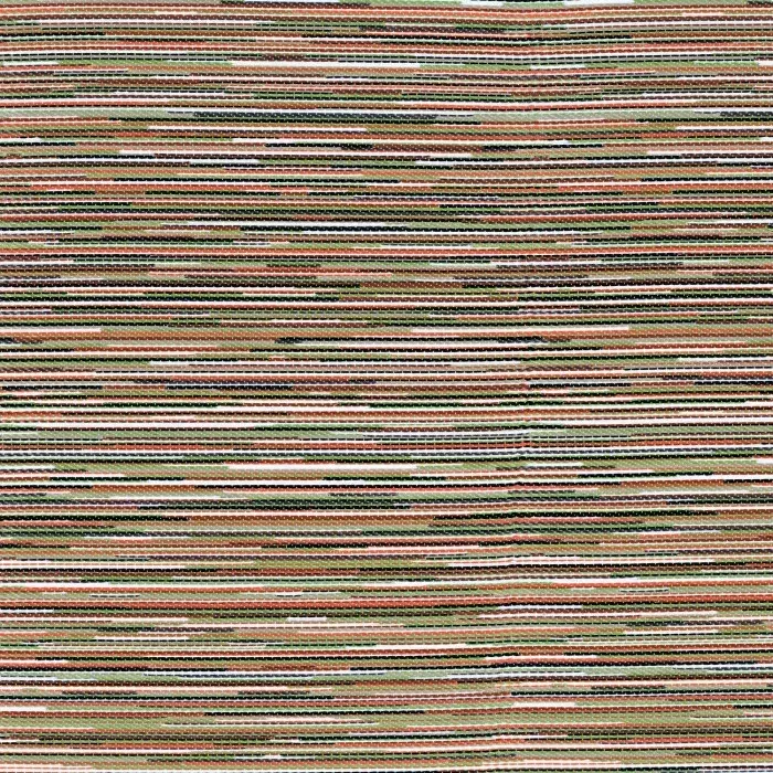 Tissu d'ameublement à fines rayures multicolores horizontales (vert, terre cuite, beige) collection Amalfi.