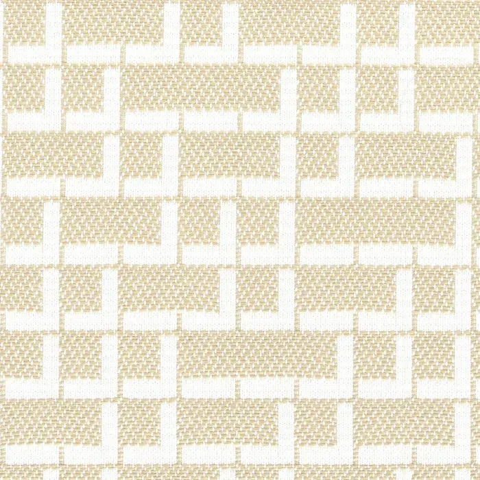 Motif géométrique de chevrons déstructurés écru sur fond crème, tissu Casamance collection Amalfi.