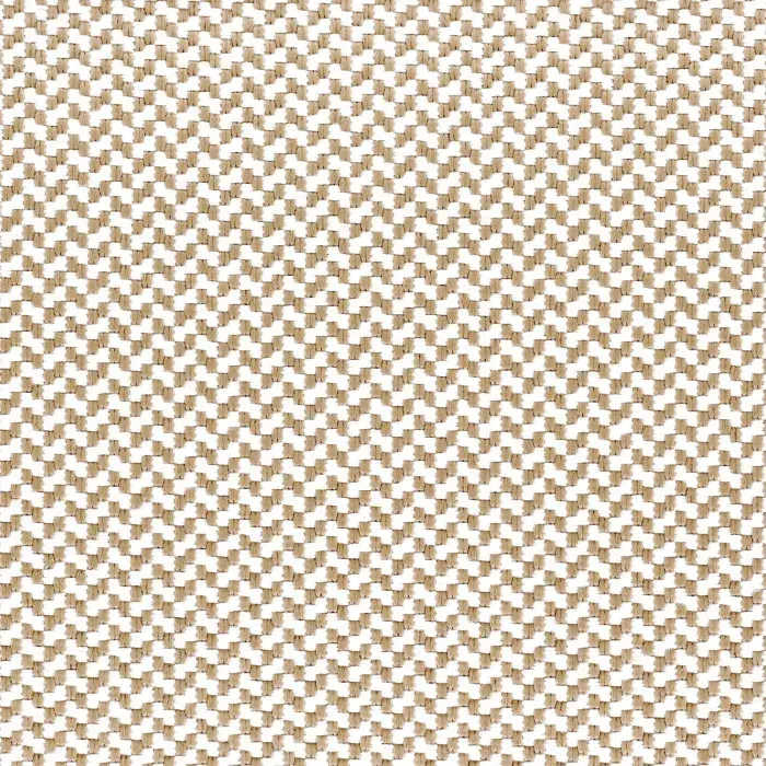 Tissu Casamance Amalfi au motif de chevrons tissés serrés bicolores beige et blanc cassé.
