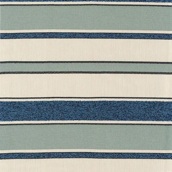 Tissu à larges rayures horizontales bleu marine, bleu ciel et crème, collection Casamance Amalfi.
