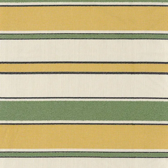 Tissu à rayures horizontales multicolores : mélange de jaune, vert sauge et blanc crème, collection Amalfi.