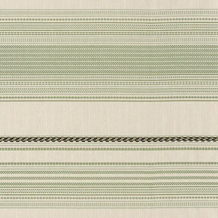 Tissu texturé à fines lignes et pointillés vert céladon sur fond beige, collection Amalfi de Casamance.