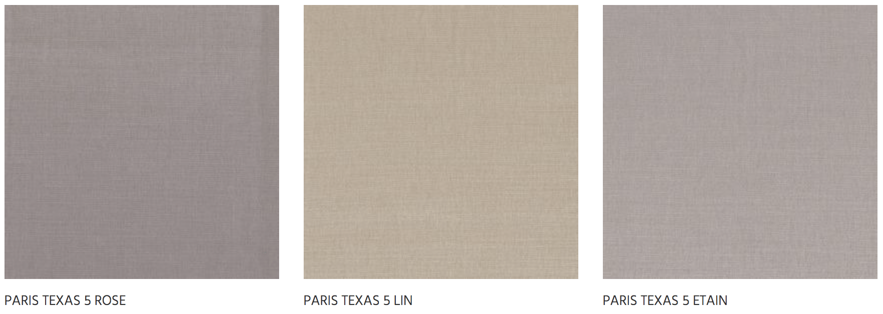 Sélection textile Paris Texas mettant en avant la nuance Lin entourée de deux tons de gris chiné.