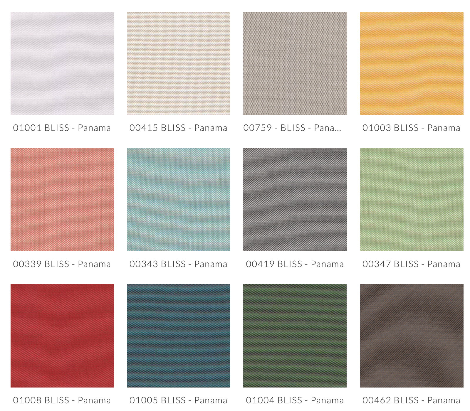 Nuancier de tissus Bliss Parana gamme 1 tons pastels beige et orange pour ameublement outdoor