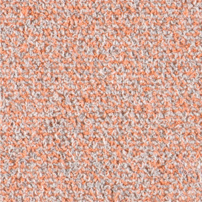 Tissu Agora Signature de couleur orange corail et gris chiné avec une texture bouclée texturée.