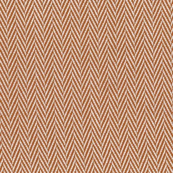Tissu d'ameublement Misia au motif chevrons classiques tissé en tons orange terracotta et blanc.