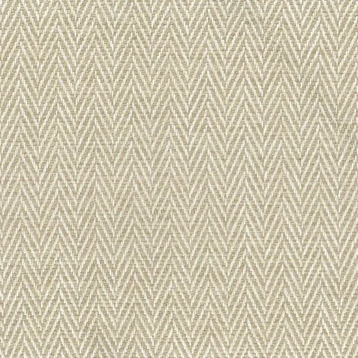 Tissu Misia Evasion au motif chevrons classiques tissé dans des tons grège et blanc cassé.