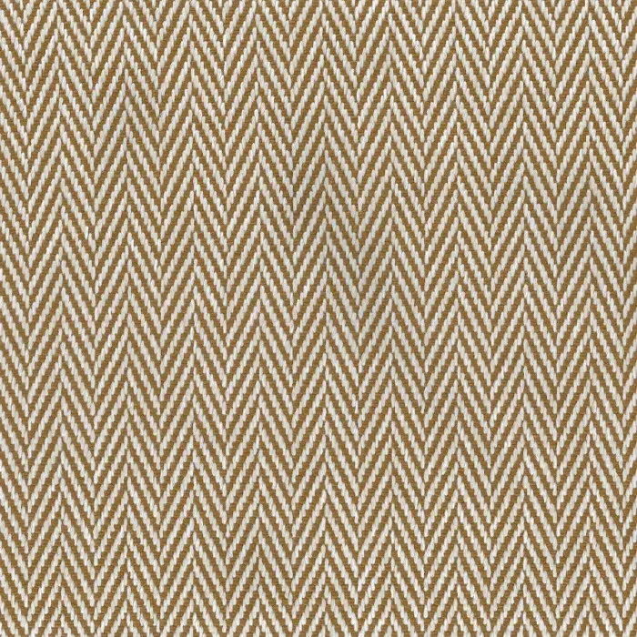 Tissu Misia Evasion au motif chevrons classiques tissé en tons mordorés et blanc cassé.