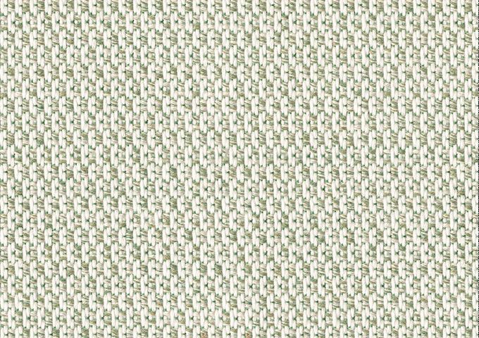 Gros plan de tissu Sunbrella Lopi couleur bud (blanc et vert clair) avec un tissage moucheté texturé.