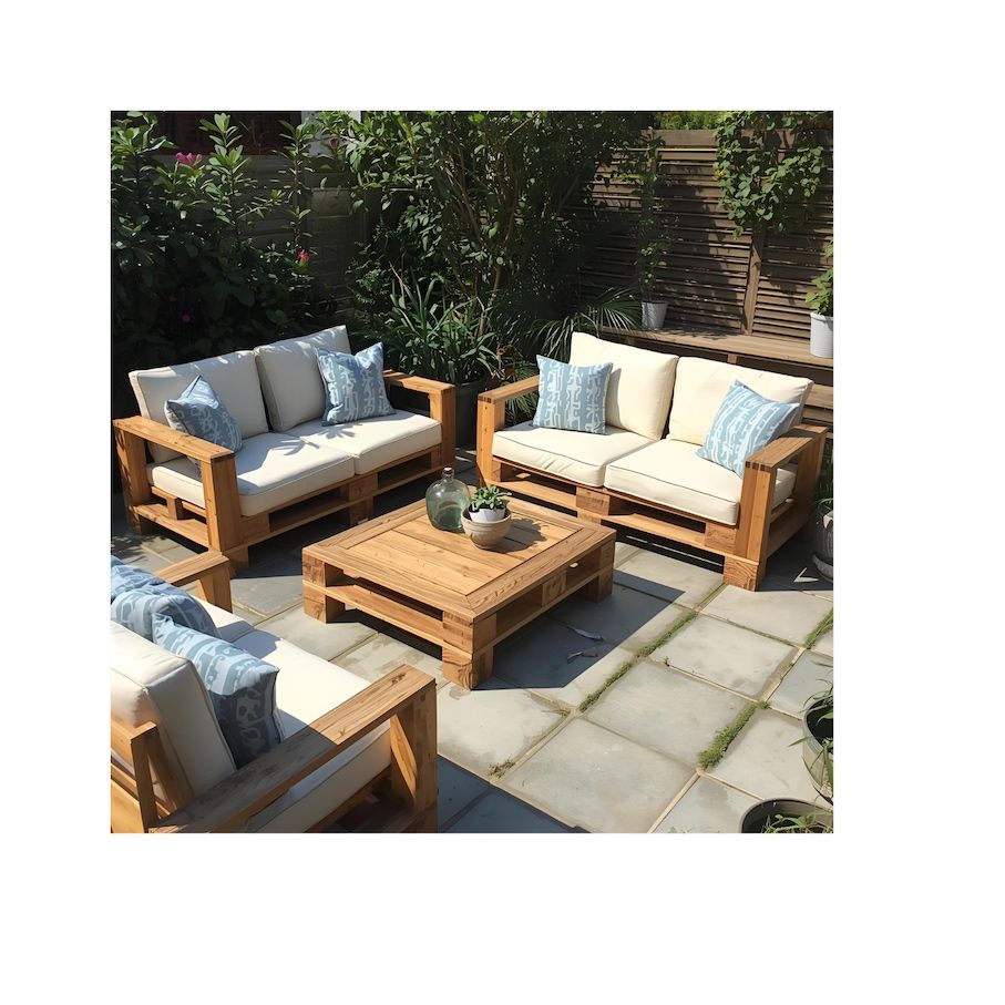 Canapés extérieurs avec coussins personnalisés pour salon de jardin