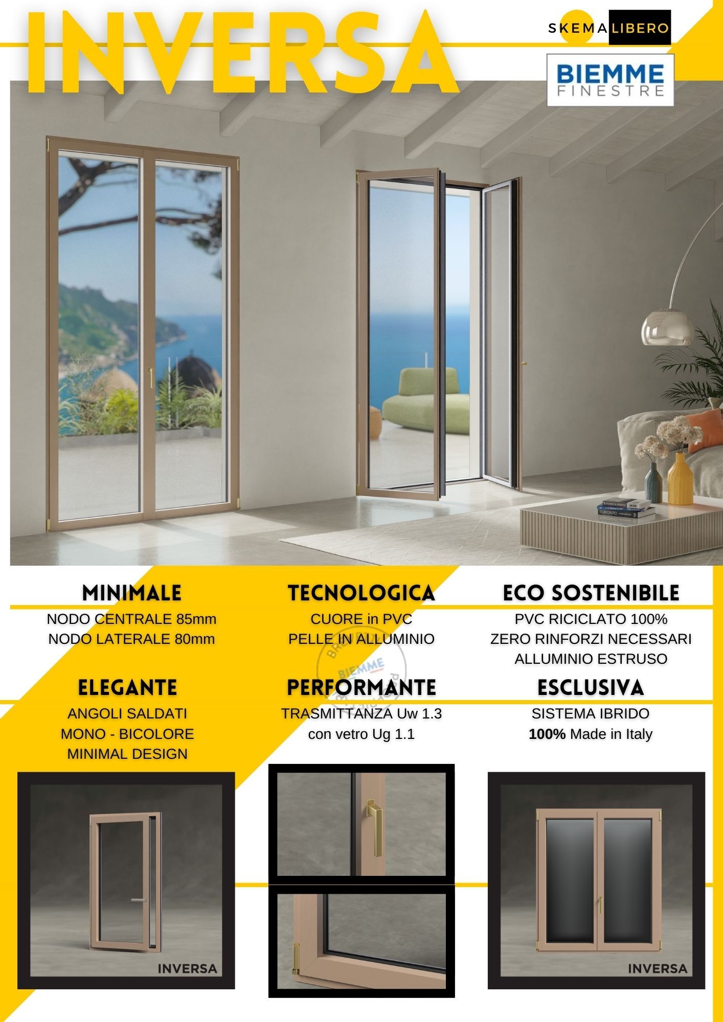 INVERSA di BIEMME la finestra ibrida in pvc alluminio minimal design