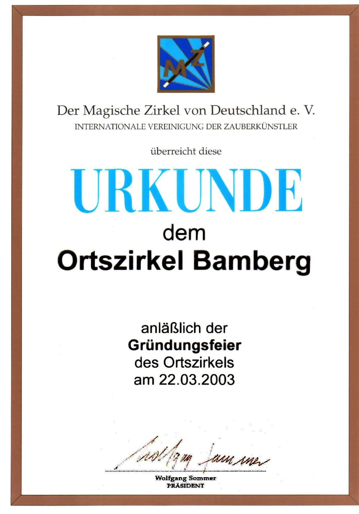 Gründungsurkunde MZVD OZ