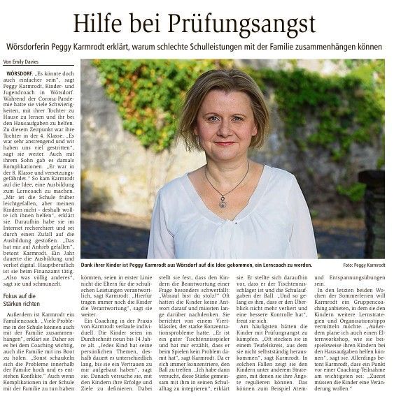 Artikel des Wiesbadener Kurier vom 26.06.2023 über Prüfungsangst