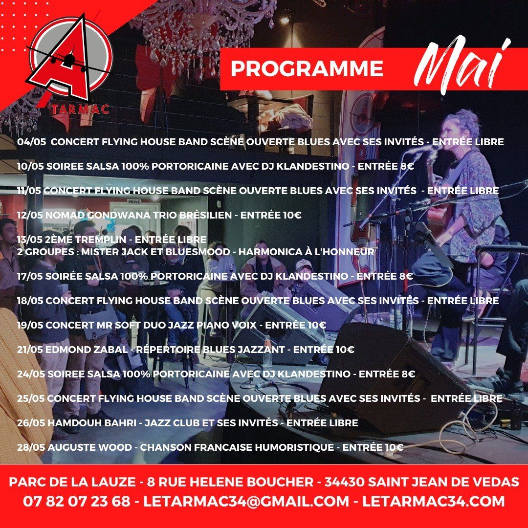 Jazz Club et Jam Session au Tarmac Premier rendez-vous mensuel au Tarmac du Jazz Club suivi d'une Jam Session. J'aurais le plaisir de retrouver le saxophoniste Patrick Torreglosa, le contrebassiste Romain Delorme et le batteur Valentin Jam pour jouer quelques standards de jazz. Cette première partie sera suivie par une Jam Session autour d'une liste de standards de jazz (voir la playlist). ? Jeudi 28 avril 2022 | 20h30 ? Mamdouh Bahri | Guitare ? Patrick Torreglosa | Saxophone ? Valentin Jam | Batterie ? Romain Delorme | Contrebasse