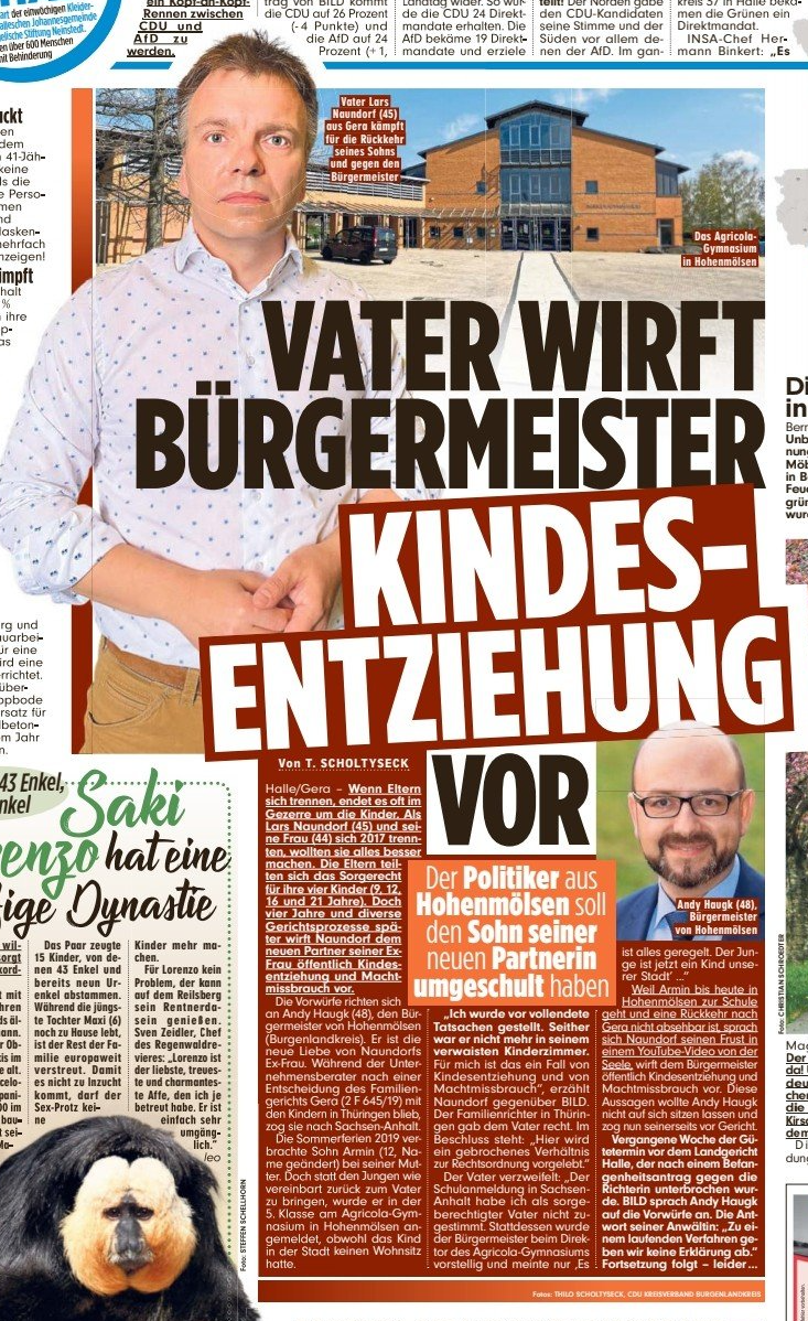 Andy Haugk, Bürgermeister Hohenmölsen, CDU, Burgenlandkreis, Sachsen-Anhalt, Reiner Haseloff, Götz Ulrich, Landrat, Naumburg, Weißenfels, mz, mitteldeutsche Zeitung, BILD-Zeitung