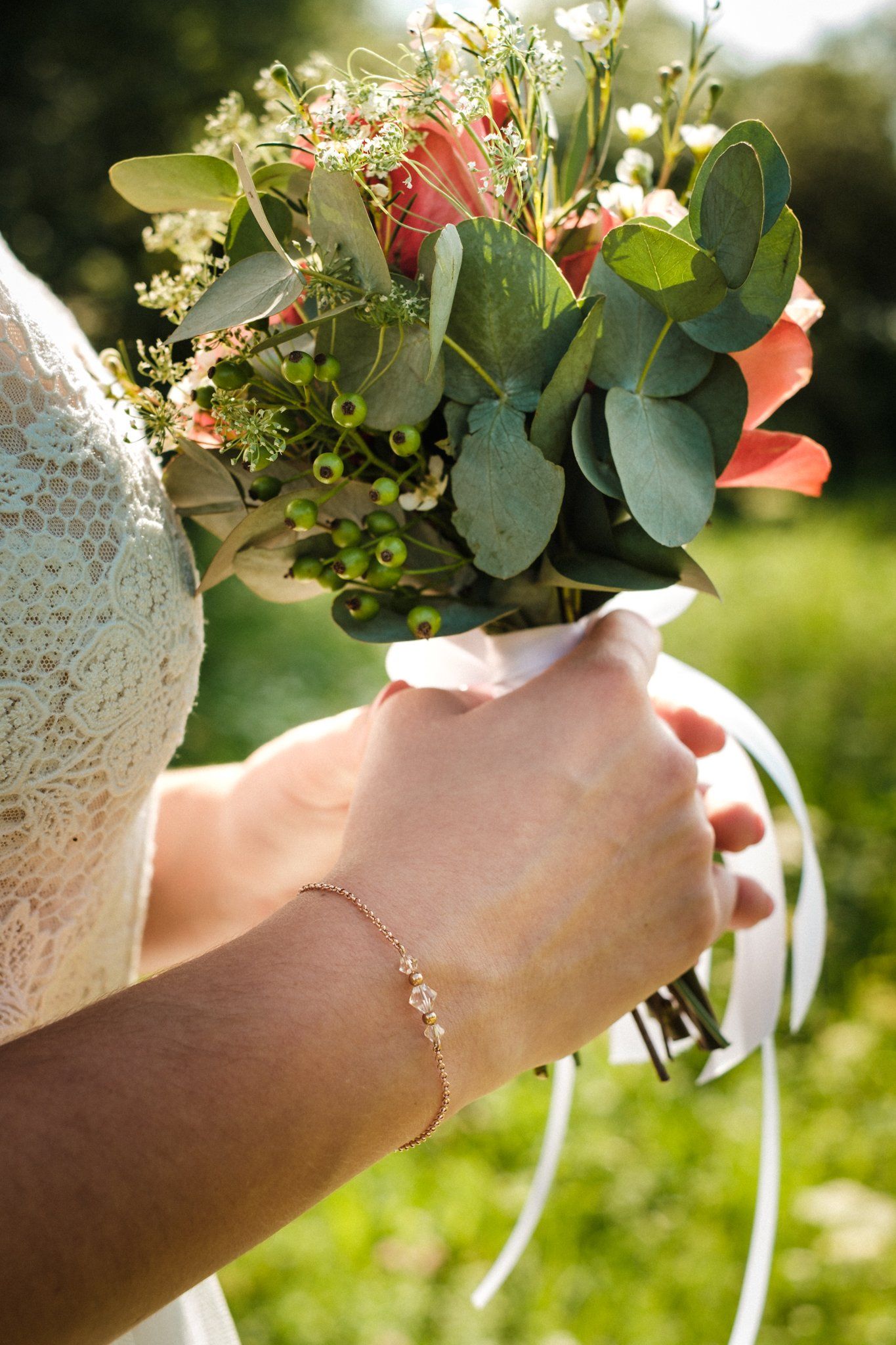 Rosé vergoldete Gliederkette Creamrose Swarovski Crystal Pearls Rosé vergoldeter Karabinerverschluss Standardlänge ca. 16 cm + Verlängerungskette 3 cm