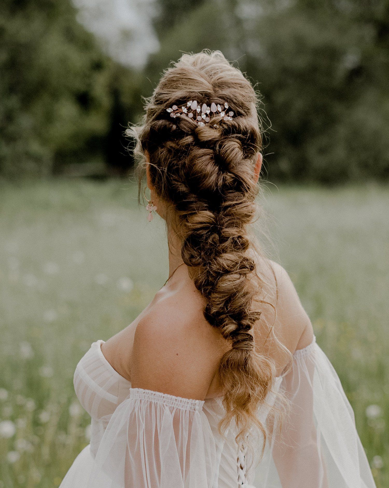 Braut, Brautjungfer, Haarschmuck, Headpiece, Haaraccessoire, Accessoire, Schmuck, Rosenquarz, Strass, Rose, Haarteil