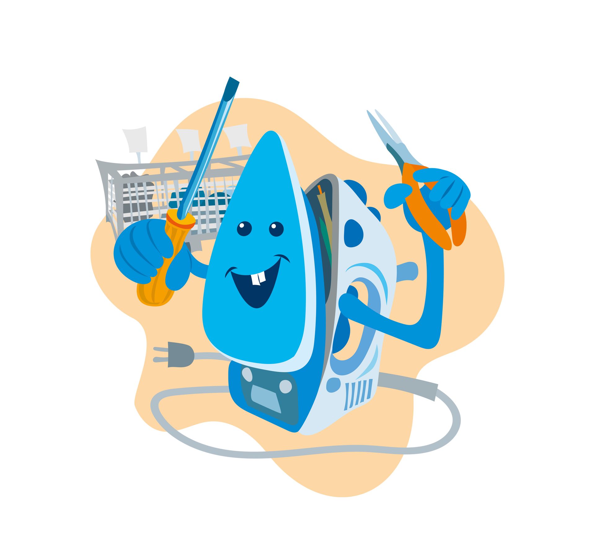 Kindgerechte Illustration zum Thema Mülltrennung - Reparieren statt wegwerfen