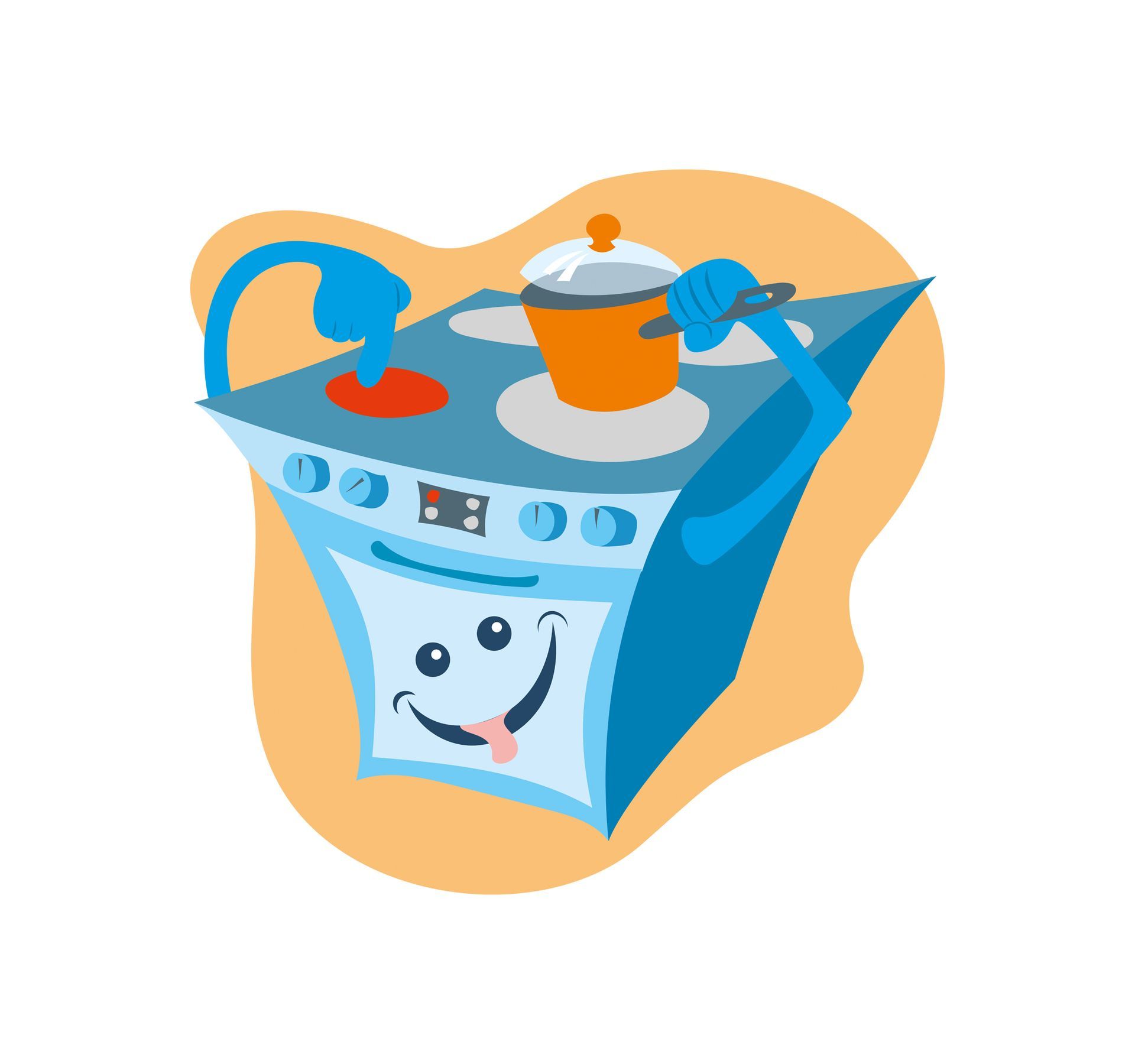 Kindgerechte Illustration als Energiespartipp - Die richtige Herdplattengröße verwenden