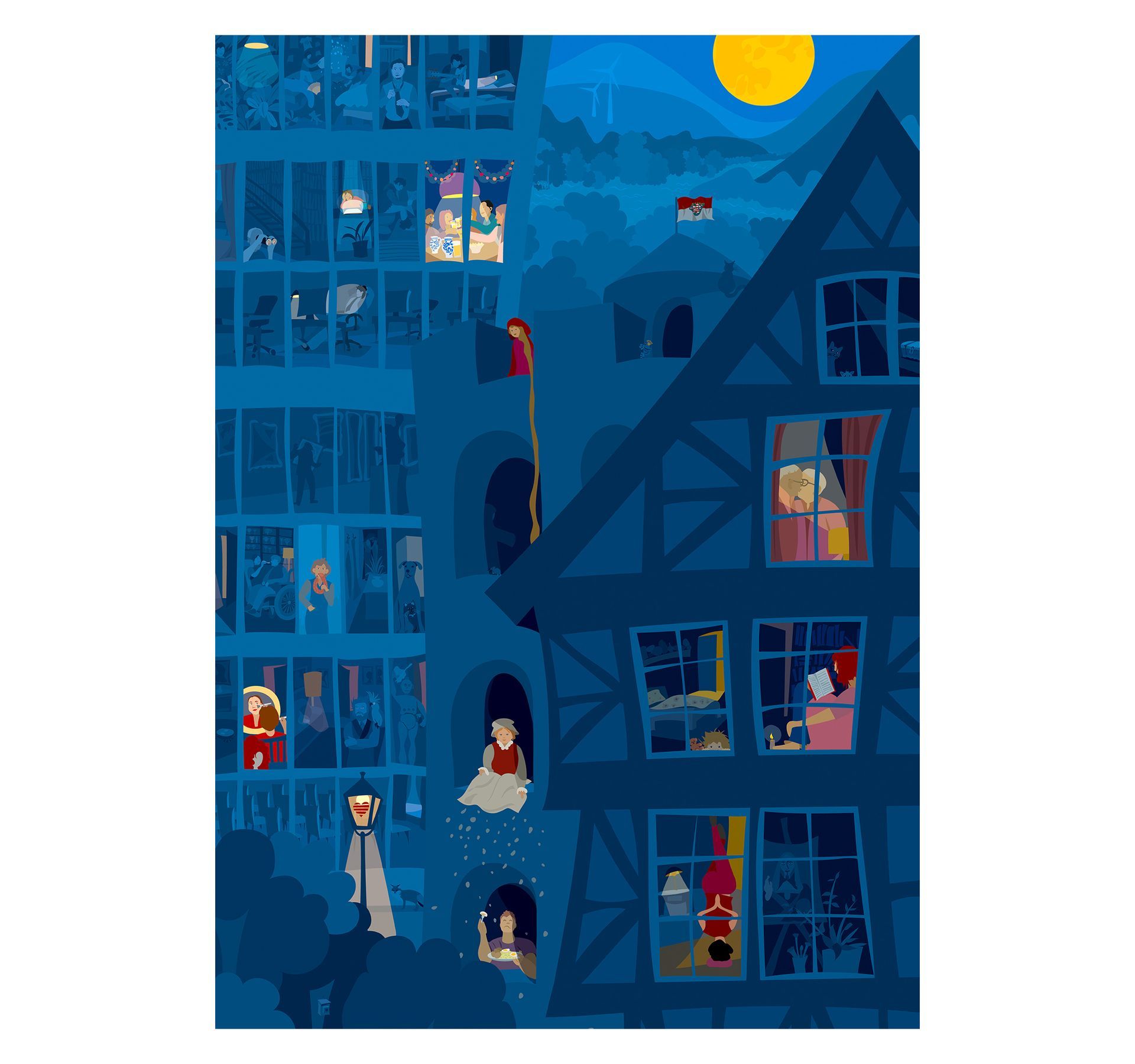 Wimmelbild Illustration mit dem Thema