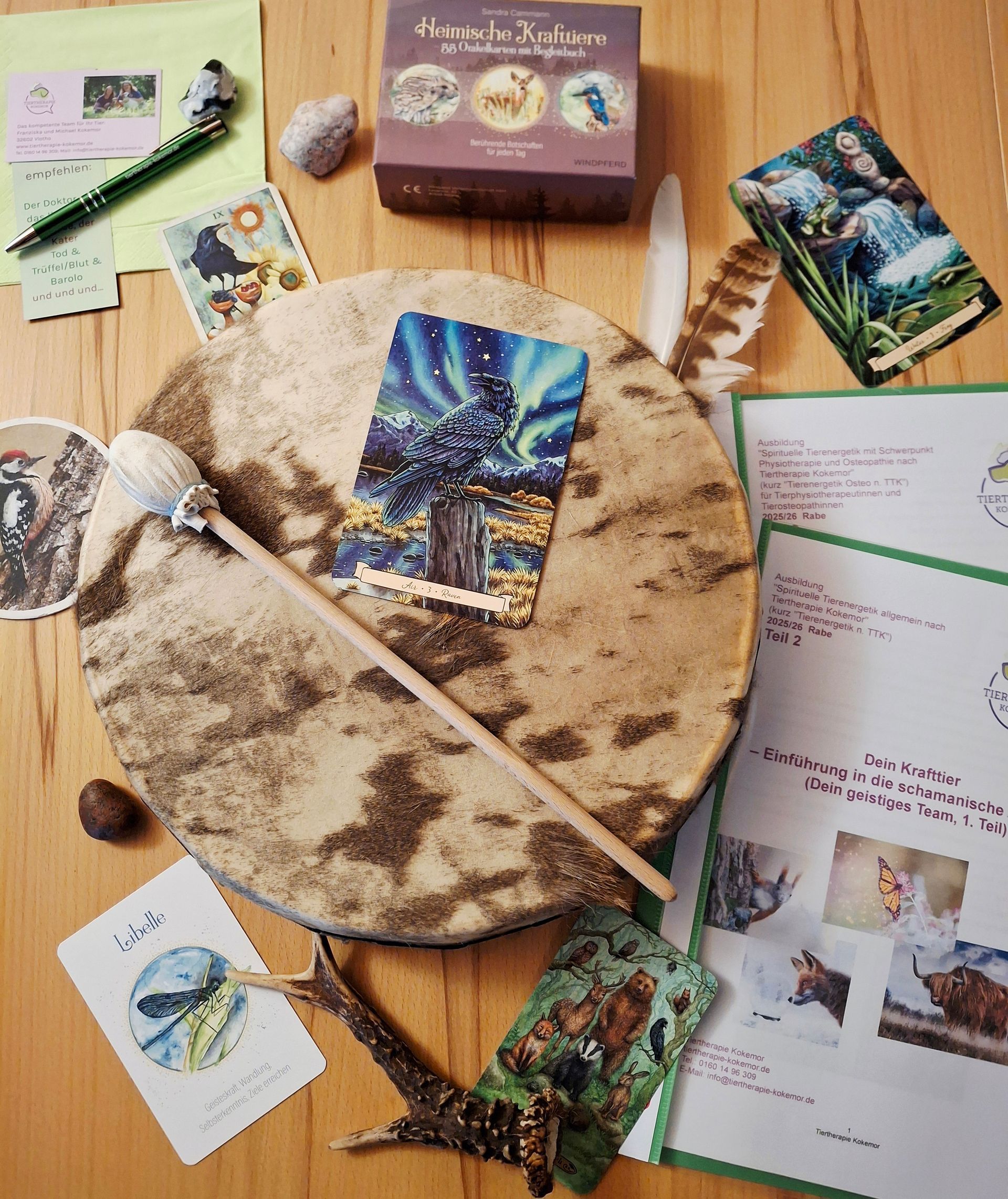 Schamanische Trommel und Krafttiere