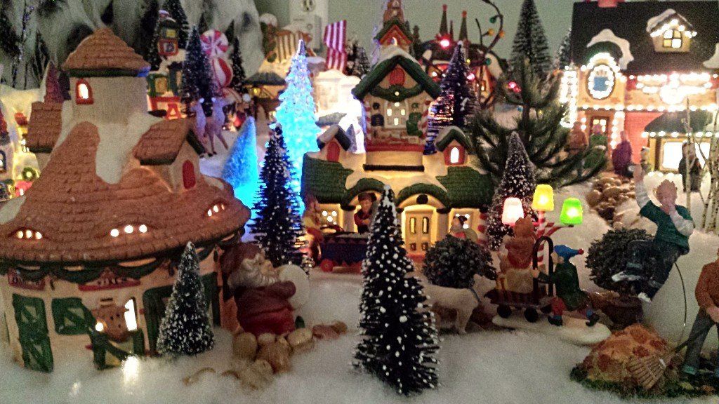 Santa's clock tower and Santa's reindeer.