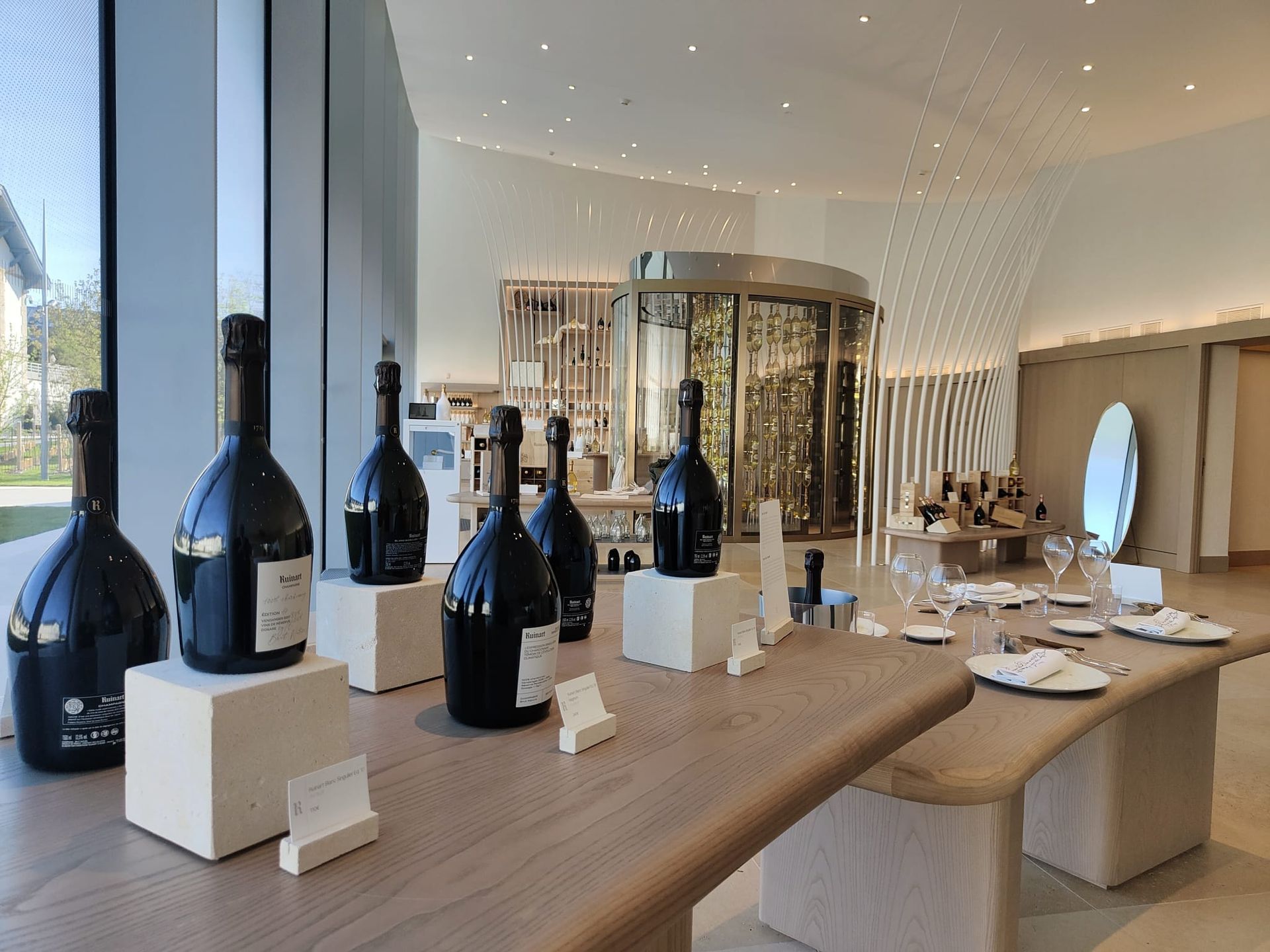 Champagne boutique inside the Nicolas Ruinart Pavillon in Reims