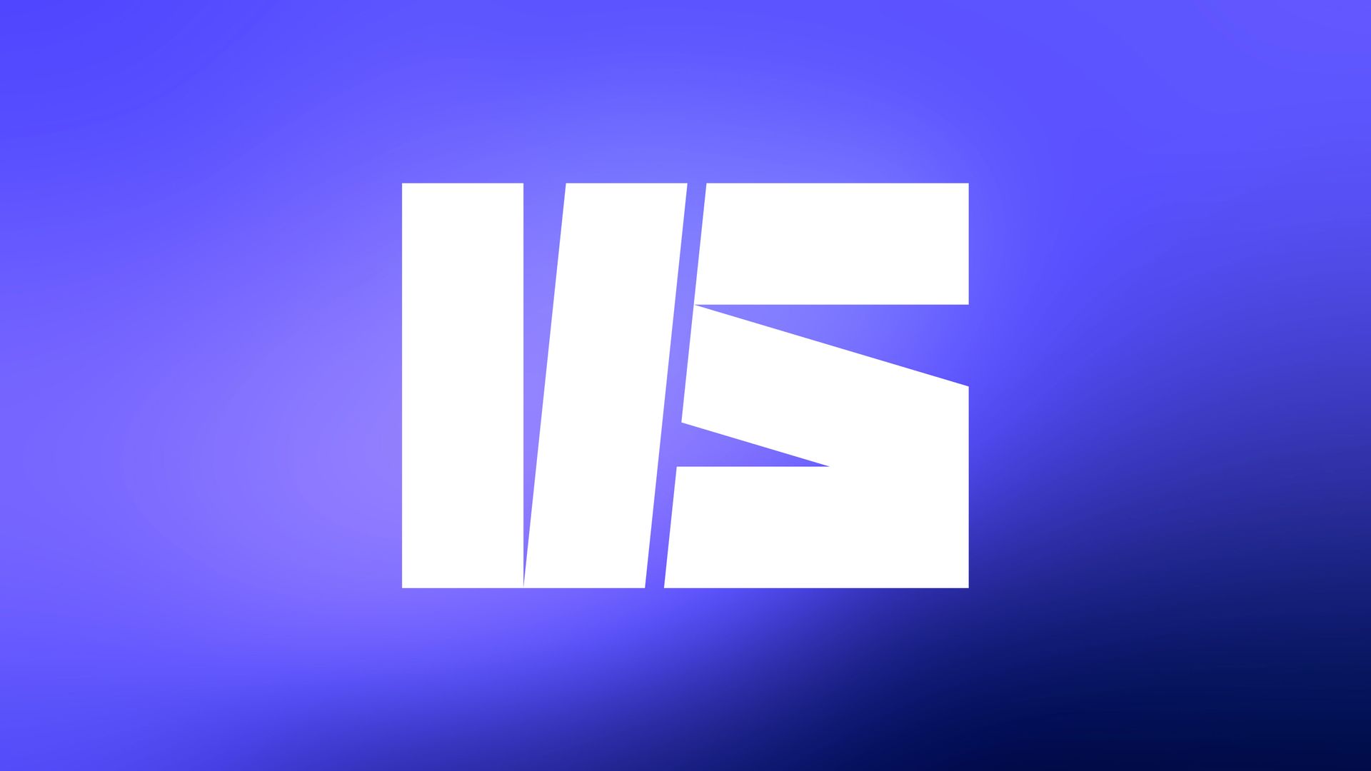 Darstellung von einem weissen Logo von Vigital Solutions auf Hintergrund mit Farbverlauf Gradient in Blau Violett.