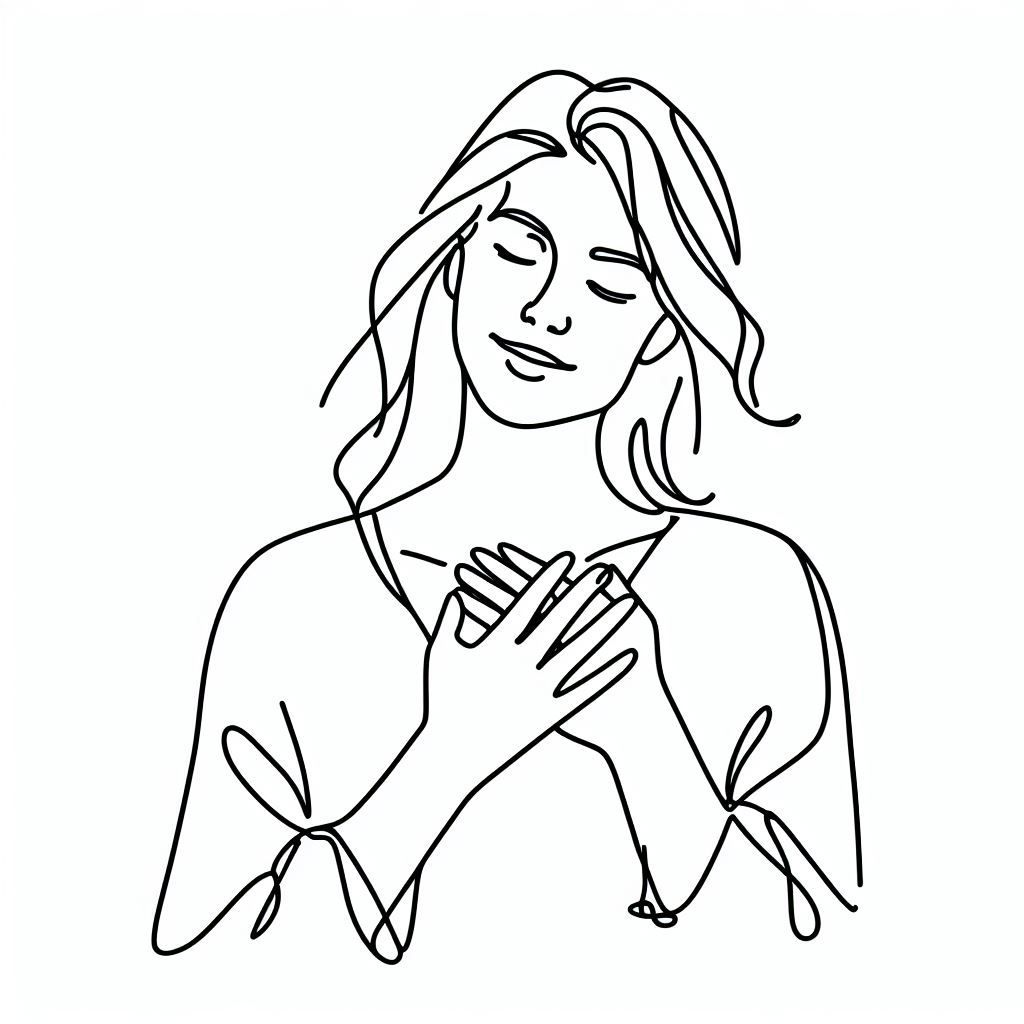 Frau hält voller Selbstvertrauen die Hände über ihr Herz