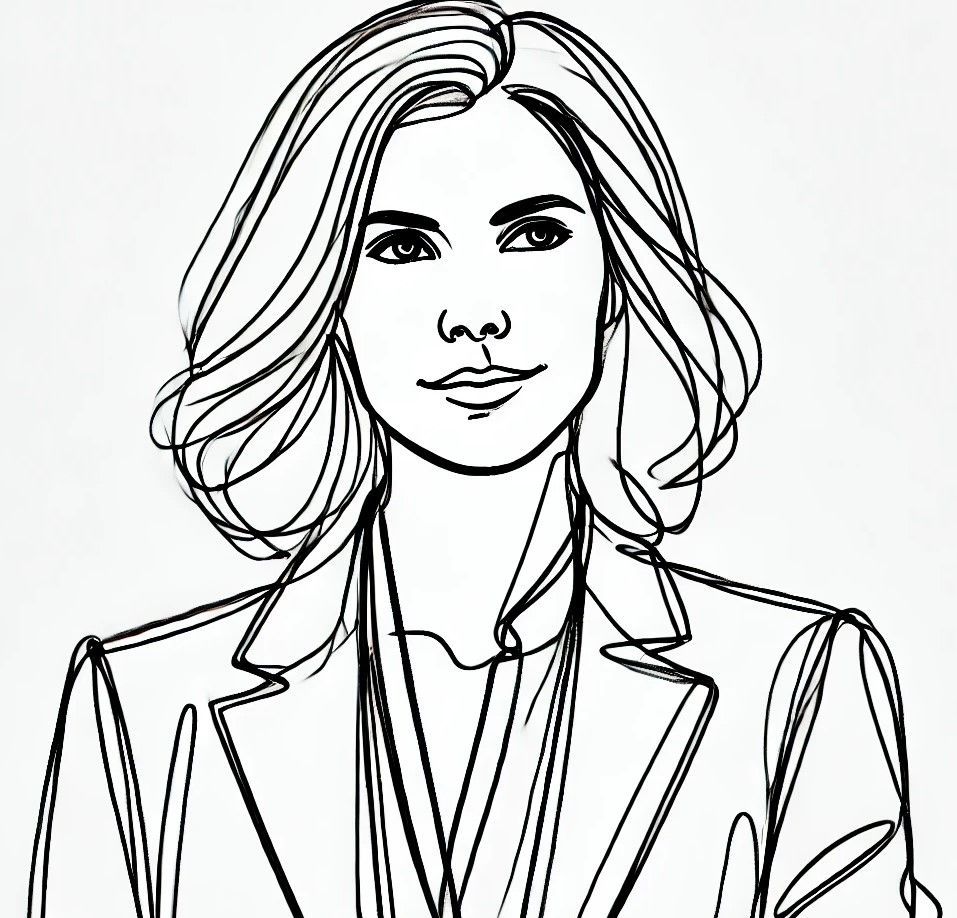 Zeichnung von einer selbstbewussten Business-Frau