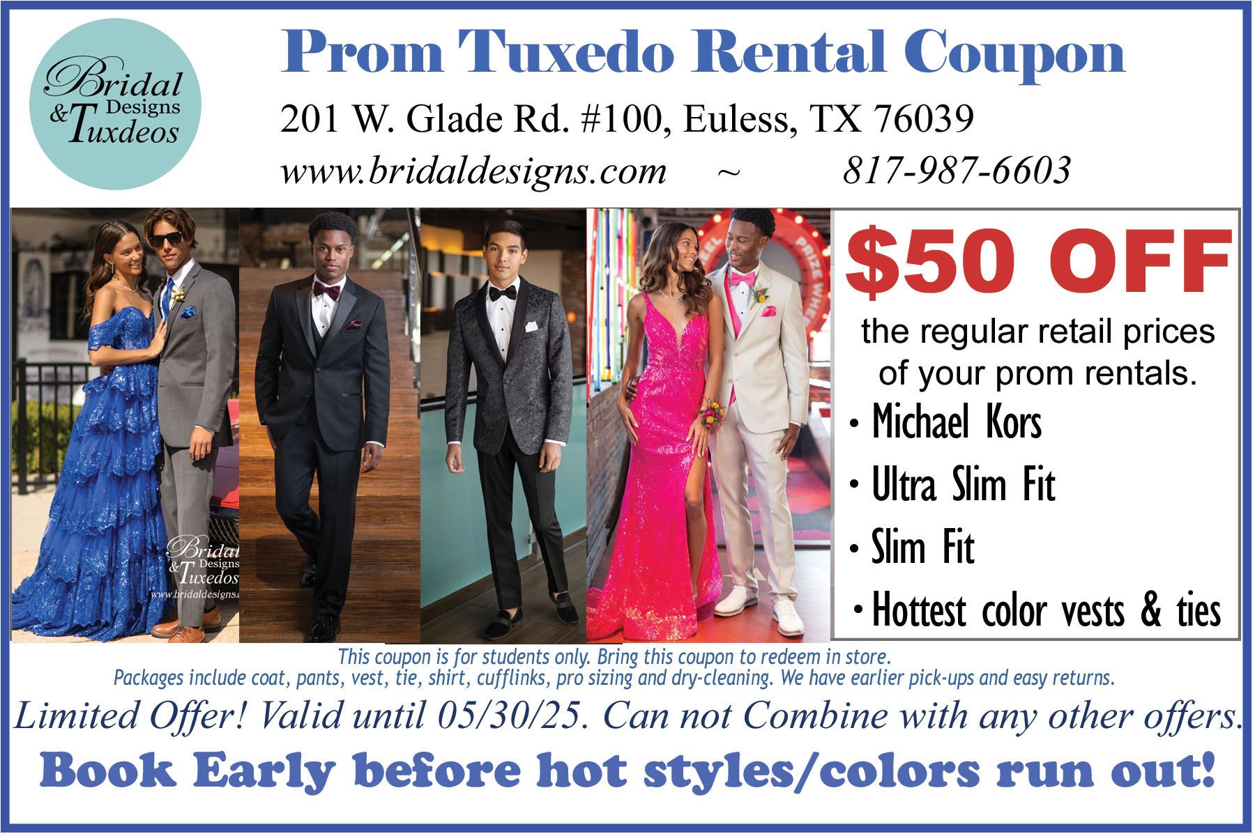Prom Tuxedo Suit For Rental or Buy Coupon
