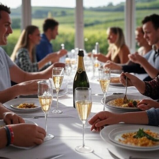 team building champagne avec repas accord mets + champagne pendant un e-bike tour