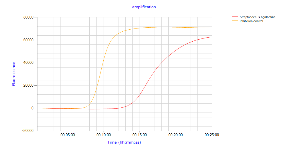 StrepB positive sample, counted as positive after 15 minutes. StrepB-Kurve