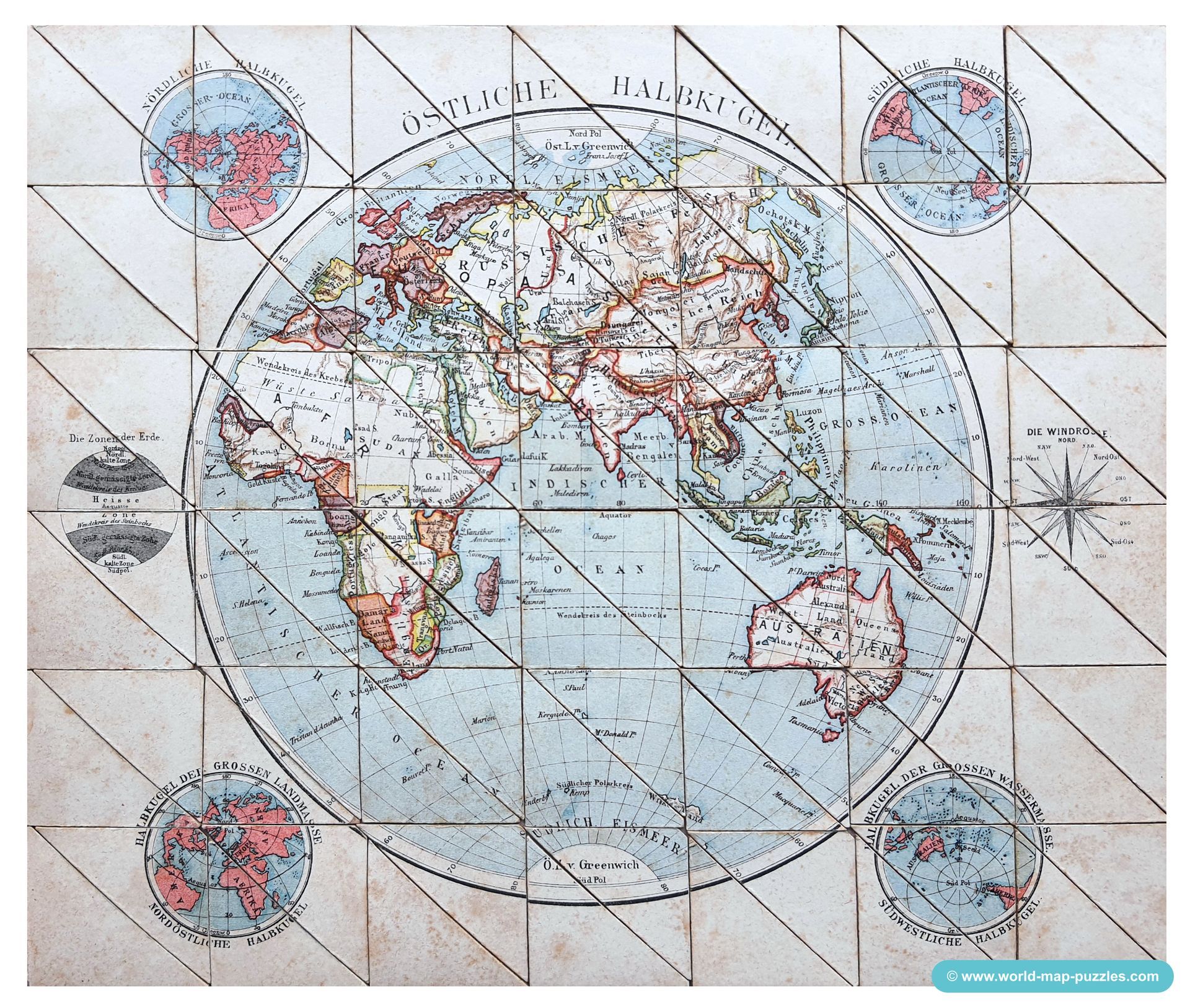 Geographisches Mosaik-Spiel Otto Maier Ravensburg
(Geographical Mosaic Game)
Eastern Hemisphere Map Puzzle