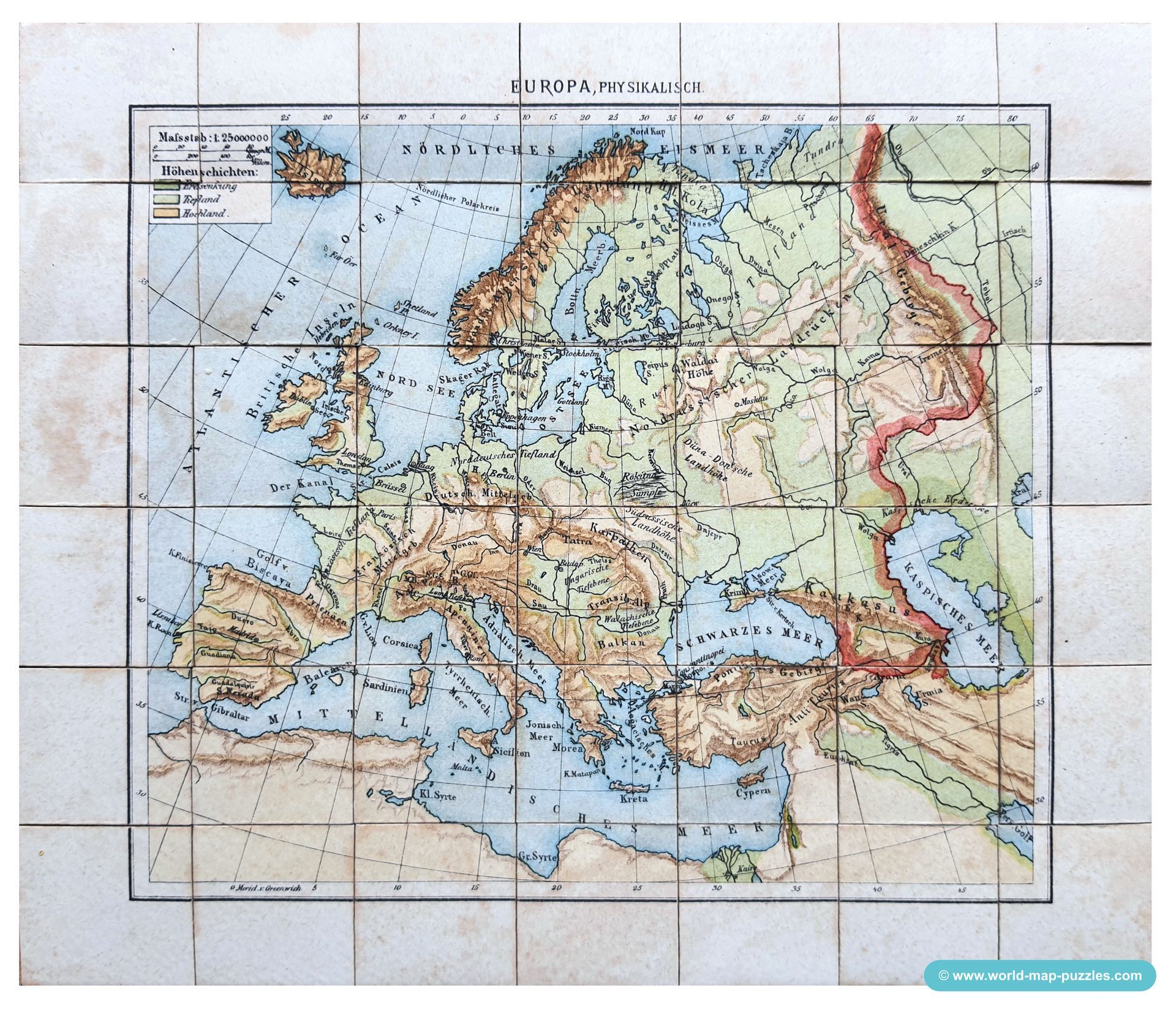 Geographisches Mosaik-Spiel Otto Maier Ravensburg
(Geographical Mosaic Game)
Map of Europe - physical
Map Puzzle