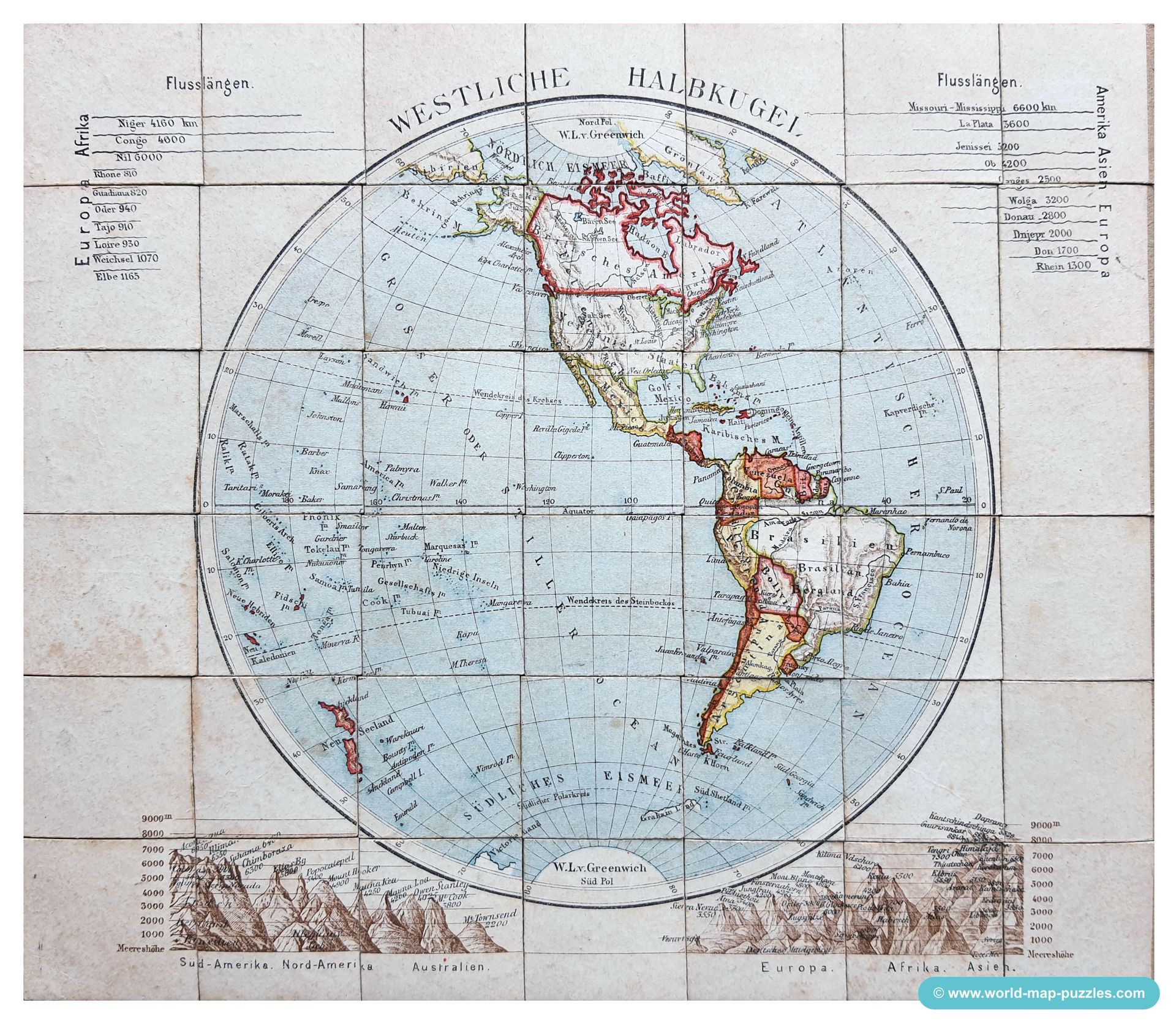 Geographisches Mosaik-Spiel Otto Maier
(Geographical Mosaic Game)
Western Hemisphere Map Puzzle