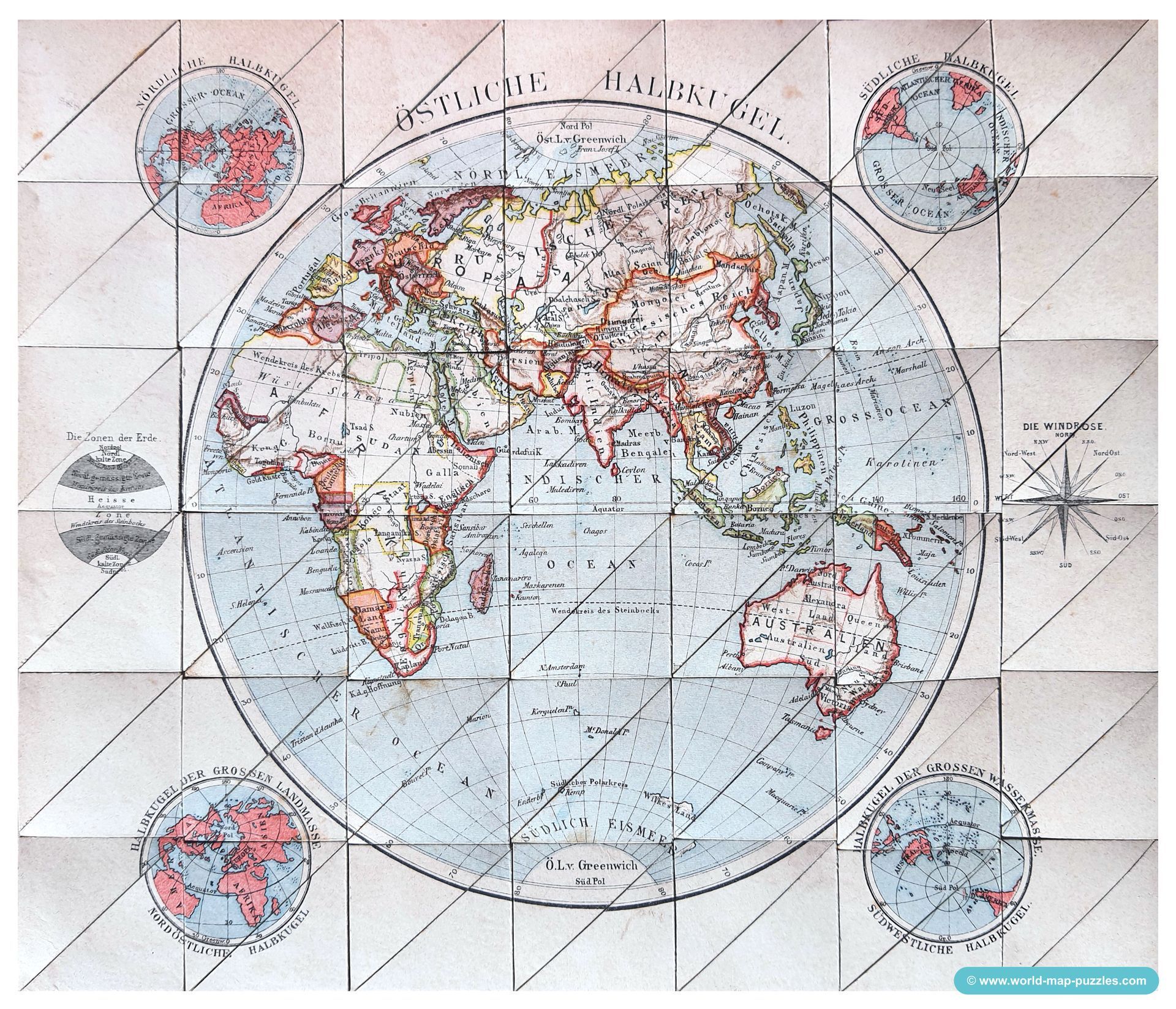 Geographisches Mosaik-Spiel Otto Maier Ravensburg
(Geographical Mosaic Game)
Eastern Hemisphere
Map Puzzle