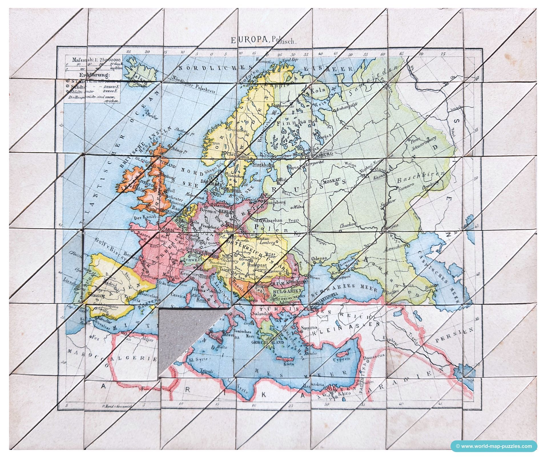 Geographisches Mosaik-Spiel Otto Maier Ravensburg
(Geographical Mosaic Game)
Map of Europe - political
Map Puzzle