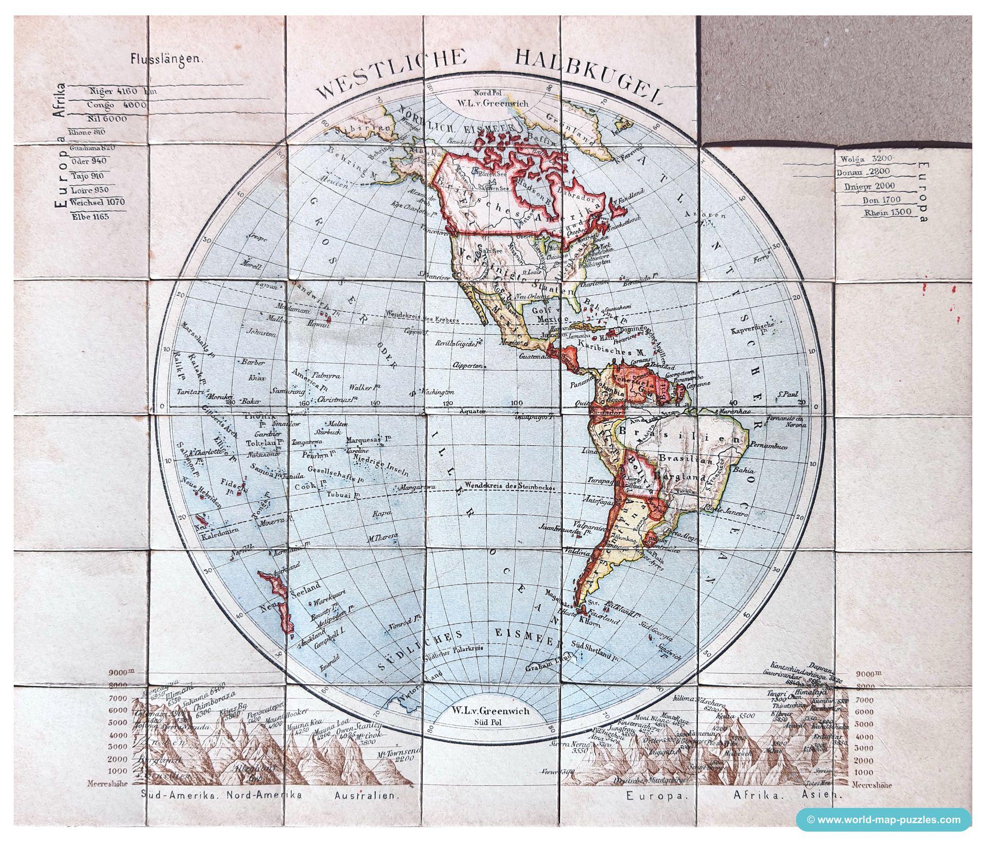Geographisches Mosaik-Spiel Otto Maier Ravensburg
(Geographical Mosaic Game)
Western Hemisphere
Map Puzzle