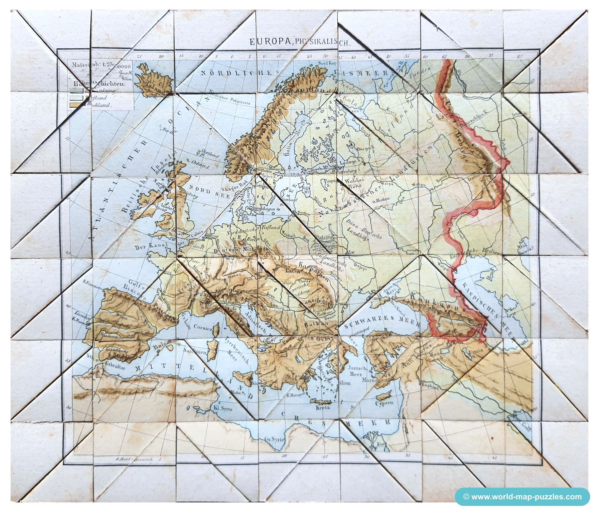 Geographisches Mosaik-Spiel Otto Maier Ravensburg
(Geographical Mosaic Game)
Map of Europe - physical
Map Puzzle