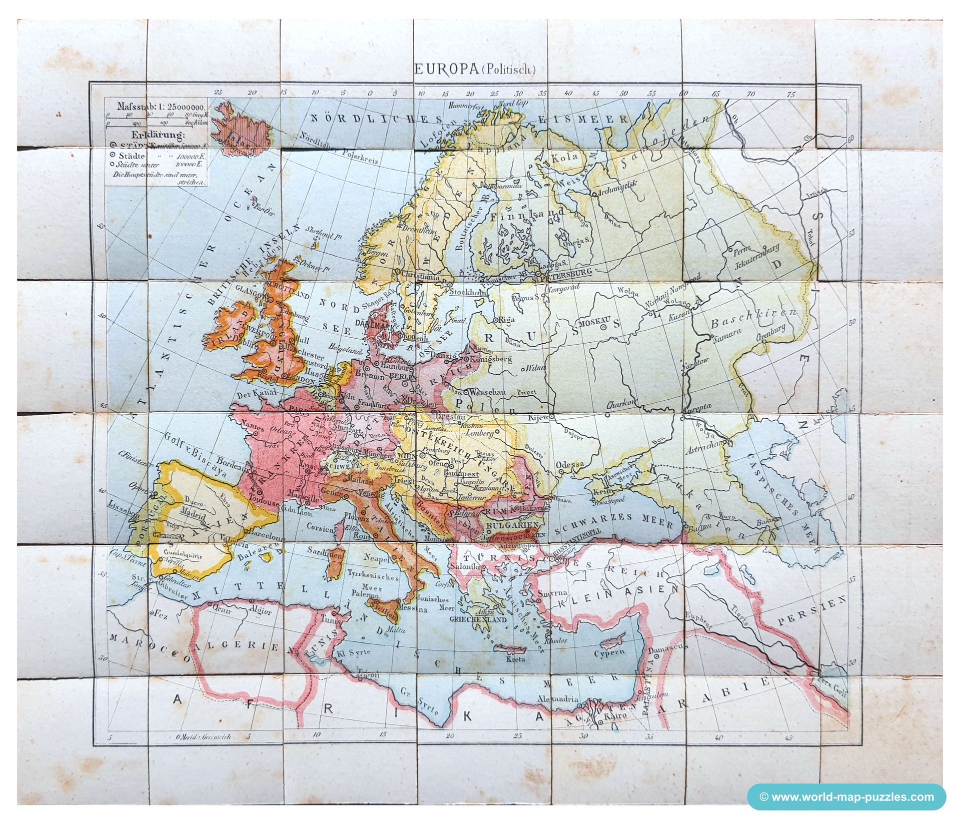 Geographisches Mosaik-Spiel Otto Maier Ravensburg
(Geographical Mosaic Game)
Map of Europe - political
Map Puzzle