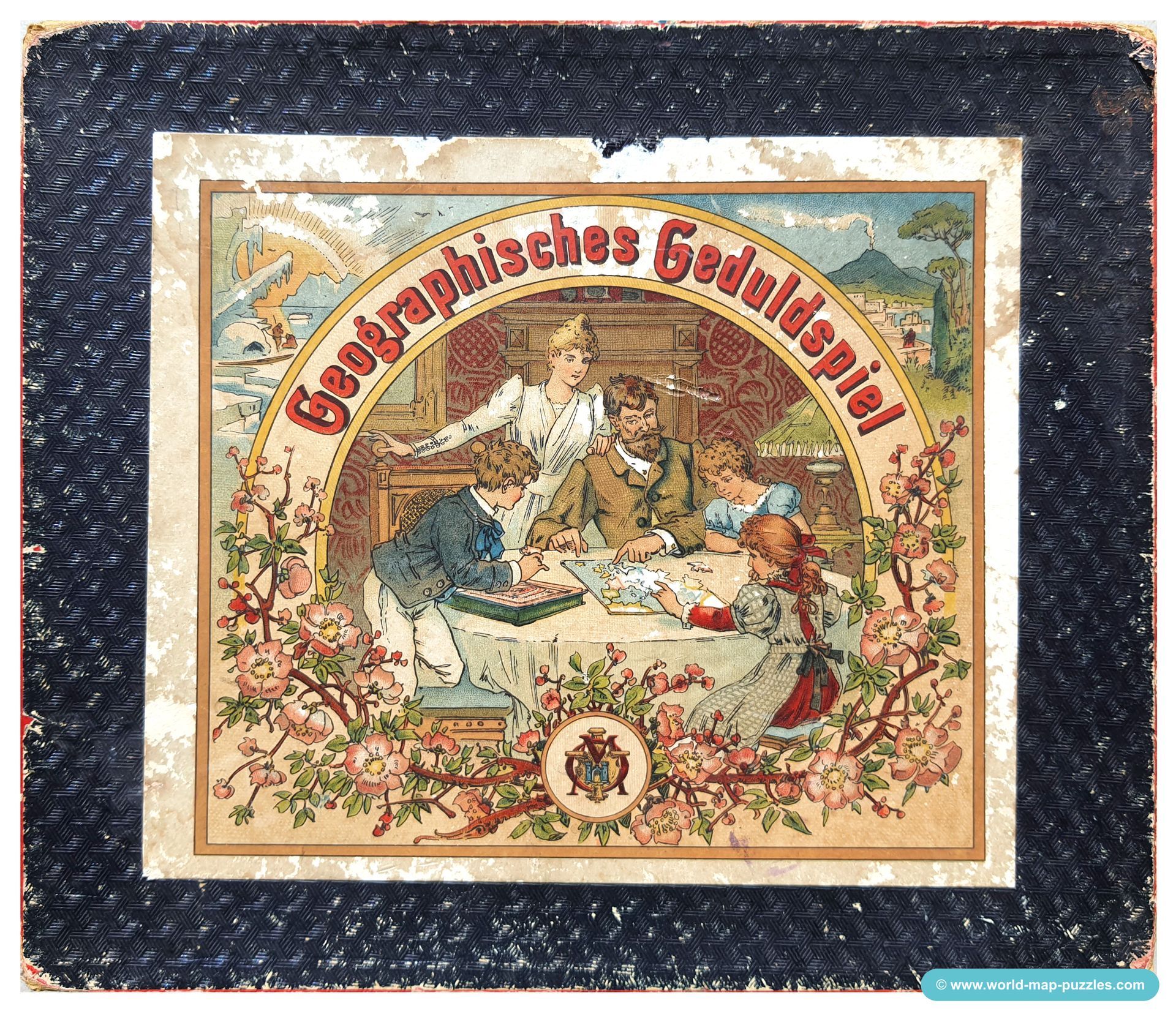 Geographisches Geduldspiel Otto Maier Ravensburg
(Geographical Patience Game)
Antique Map Puzzle
Box Cover