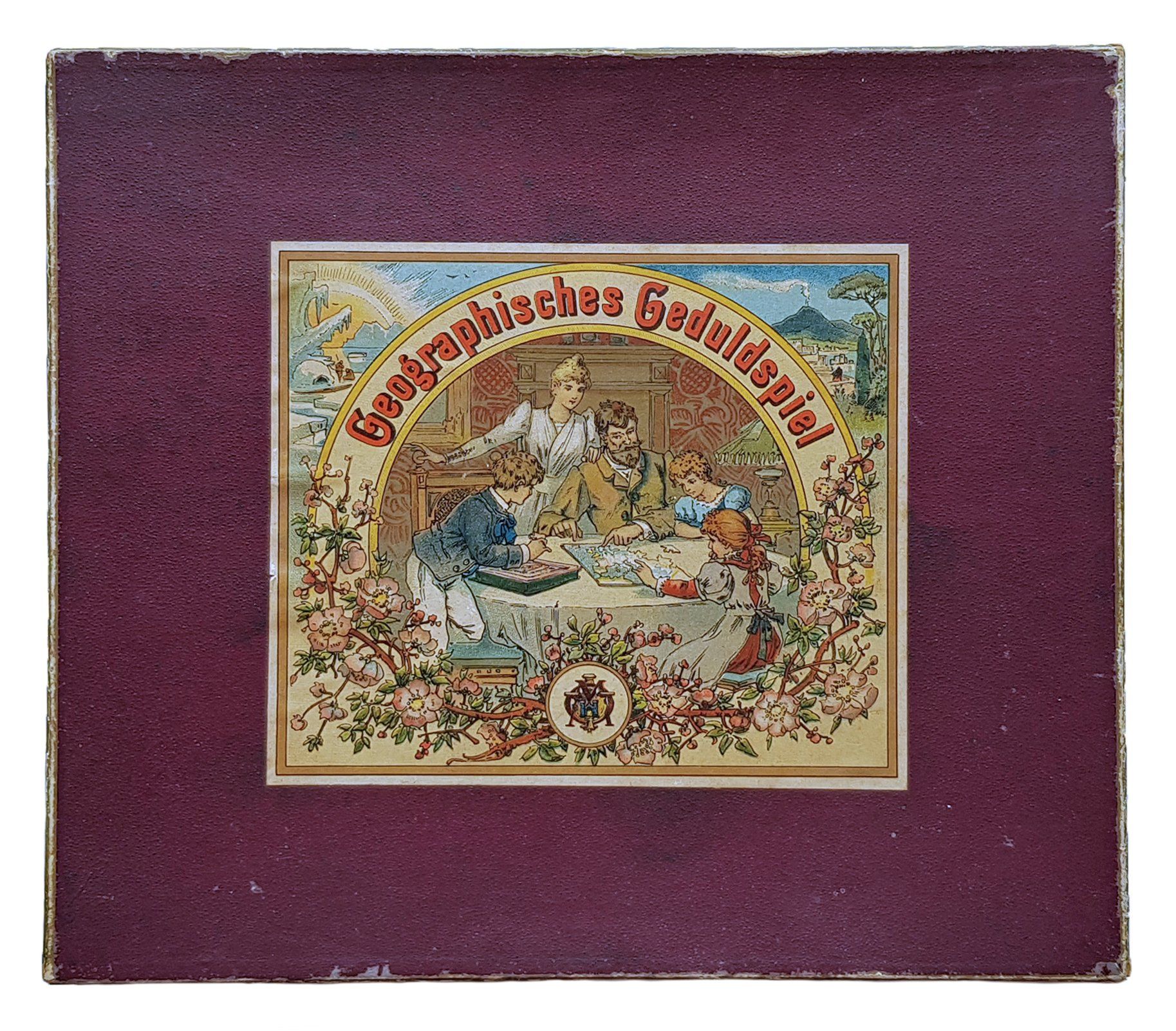 Geographisches Geduldspiel
Otto Maier Ravensburg
(Geographical Patience Game)
Box Cover
Antique Map Puzzle