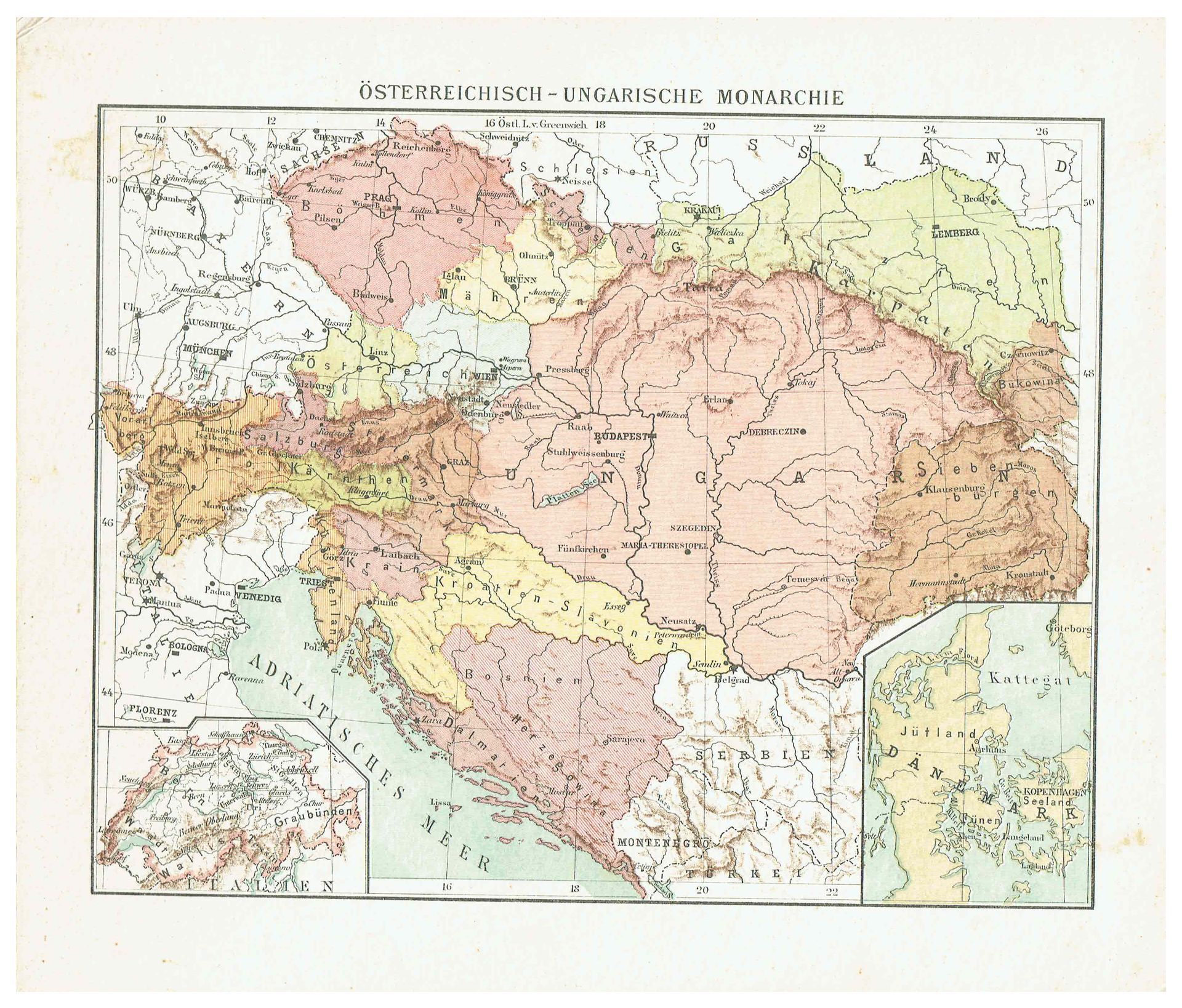 Geographisches Mosaik-Spiel Otto Maier Ravensburg
(Geographical Mosaic Game)
Map of the Austro-Hungarian Empire
Original map copy