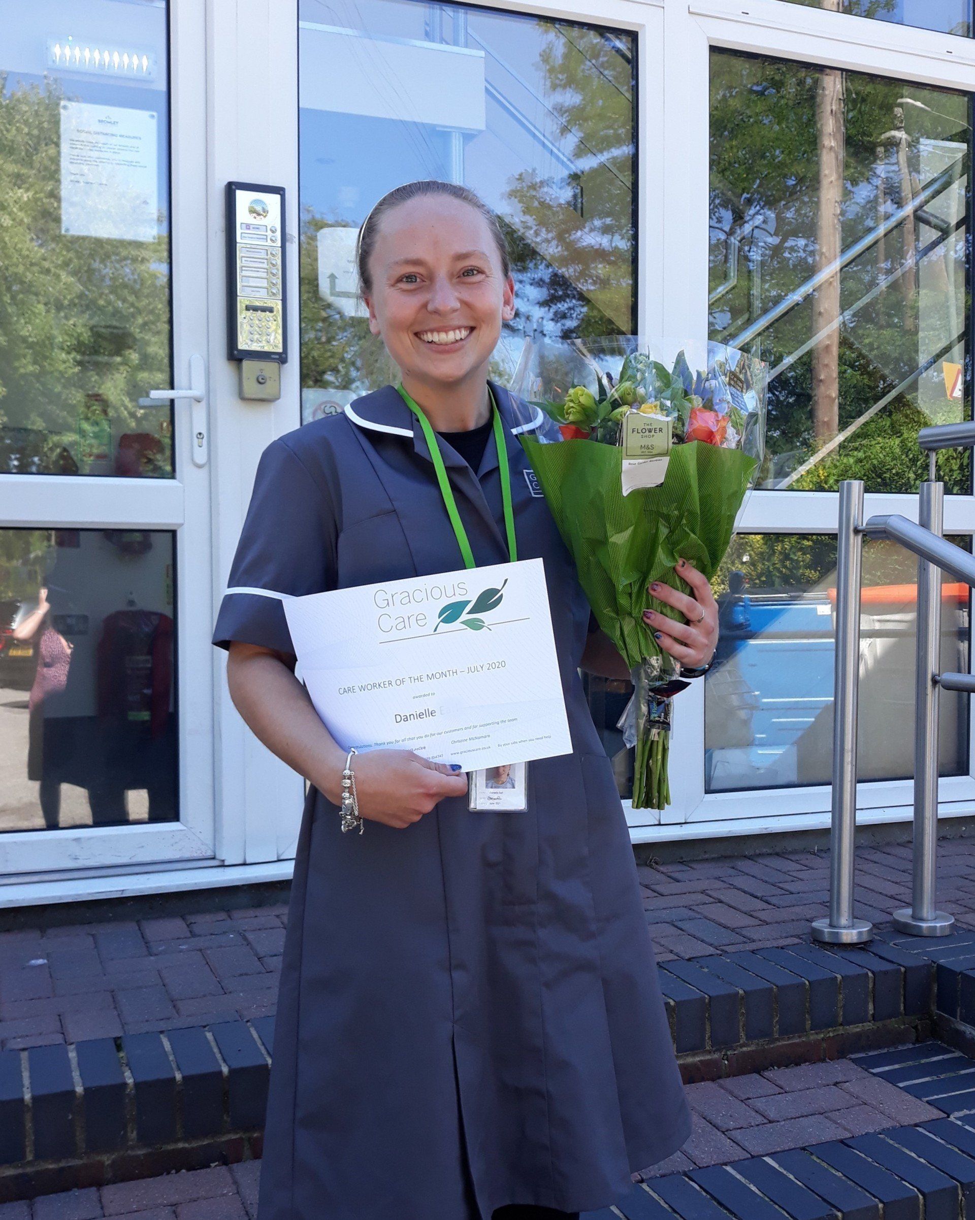 Danielle with her certificate
